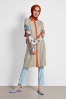 Tesettür giyim TABA ALVİNA ÇİZGİLİ DESENLİ TUNİK 4113