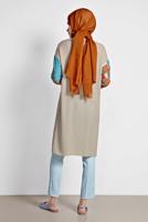 Tesettür giyim TABA ALVİNA ÇİZGİLİ DESENLİ TUNİK 4113