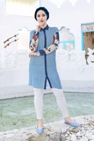 Tesettür giyim LACİVERT ALVİNA ÇİZGİLİ DESENLİ TUNİK 4113