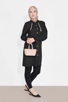 Tesettür giyim SİYAH DÜĞMELİ MANŞETLERİ LASTİKLİ TUNİK 4301 