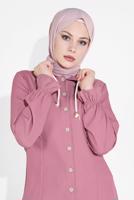 Tesettür giyim PUDRA DÜĞMELİ MANŞETLERİ LASTİKLİ TUNİK 4301 