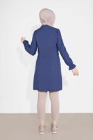 Tesettür giyim LACİVERT DÜĞMELİ MANŞETLERİ LASTİKLİ TUNİK 4301 