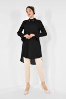 Tesettür giyim SİYAH ALVİNA YAKA AKSESUARLI TUNİK 4879