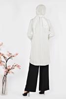 Tesettür giyim KREM ALVİNA YAKA AKSESUARLI TUNİK 4879