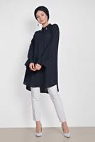 Tesettür giyim LACİVERT ALVİNA YAKA AKSESUARLI TUNİK 4879
