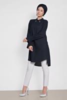 Tesettür giyim LACİVERT ALVİNA YAKA AKSESUARLI TUNİK 4879
