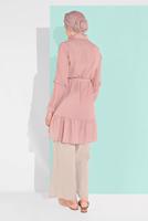 Tesettür giyim PUDRA BELİ KUŞAKLI DÜĞMELİ TUNİK 5065-1 