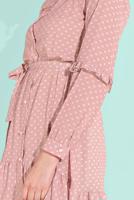 Tesettür giyim PUDRA BELİ KUŞAKLI DÜĞMELİ TUNİK 5065-1 