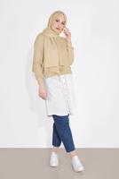 Tesettür giyim YEŞİL PARÇALI DÜĞMELİ TUNİK 10805