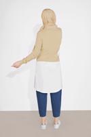 Tesettür giyim YEŞİL PARÇALI DÜĞMELİ TUNİK 10805