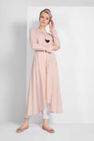 Tesettür giyim PUDRA KOLLARI FIRFIRLI TUNİK 11715