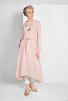 Tesettür giyim PUDRA KOLLARI FIRFIRLI TUNİK 11715