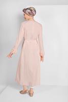 Tesettür giyim PUDRA KOLLARI FIRFIRLI TUNİK 11715