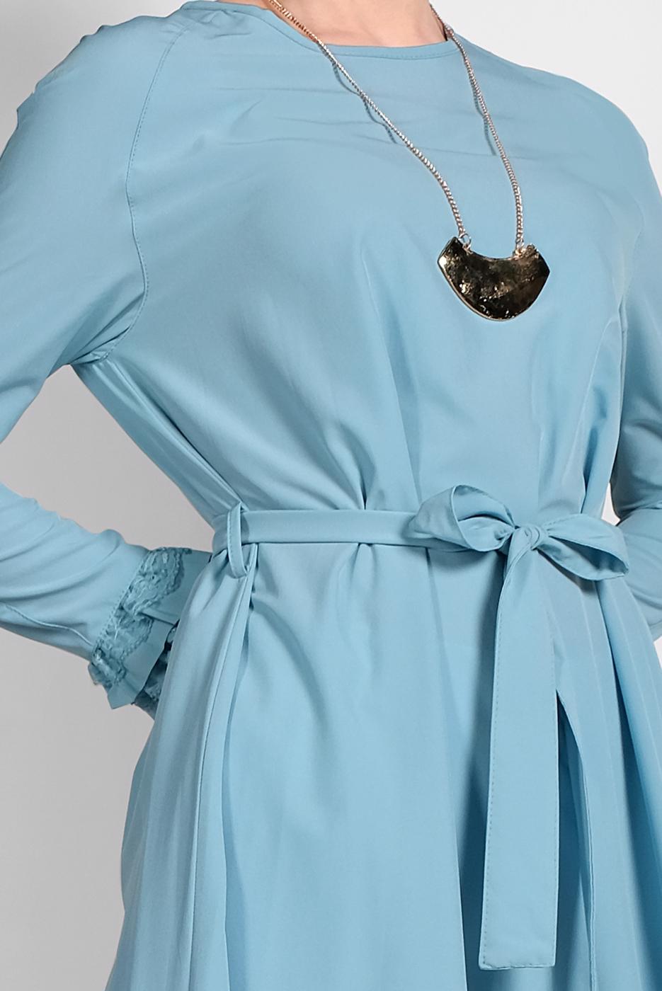 Tesettür giyim MAVİ KOLLARI FIRFIRLI TUNİK 11715