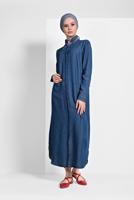 Vêtements hijab BLEU CHEMISE LONGUE EN JEAN 16505 
