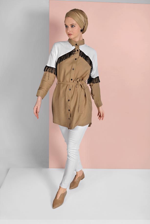 Vêtements hijab  FRINGED SHIRT 17202  - TRENDTESETTÜR