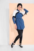 Hijab clothing NAVY BLUE FRINGED SHIRT 17202 
