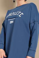 Tesettür giyim MAVİ YAZI DETAYLI PAMUKLU TUNİK 18515