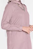 Tesettür giyim PUDRA PAMUKLU BOYDAN DÜĞMELİ TUNİK 18705 