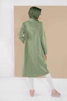 Tesettür giyim YEŞİL PAMUKLU BOYDAN DÜĞMELİ TUNİK 18705 