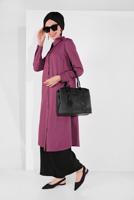 Tesettür giyim PEMBE PAMUKLU BOYDAN DÜĞMELİ TUNİK 18705 