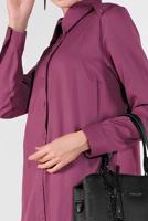 Tesettür giyim PEMBE PAMUKLU BOYDAN DÜĞMELİ TUNİK 18705 