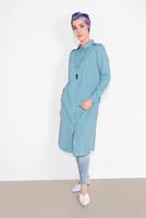 Tesettür giyim MAVİ PAMUKLU BOYDAN DÜĞMELİ TUNİK 18705 