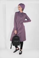 Tesettür giyim BEJ PAMUKLU BOYDAN DÜĞMELİ TUNİK 18705 