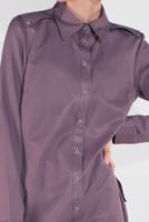 Tesettür giyim BEJ PAMUKLU BOYDAN DÜĞMELİ TUNİK 18705 