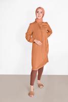 Tesettür giyim KAHVE DÜĞMELİ TUNİK 19705