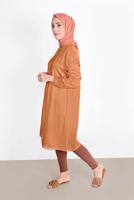 Tesettür giyim KAHVE DÜĞMELİ TUNİK 19705