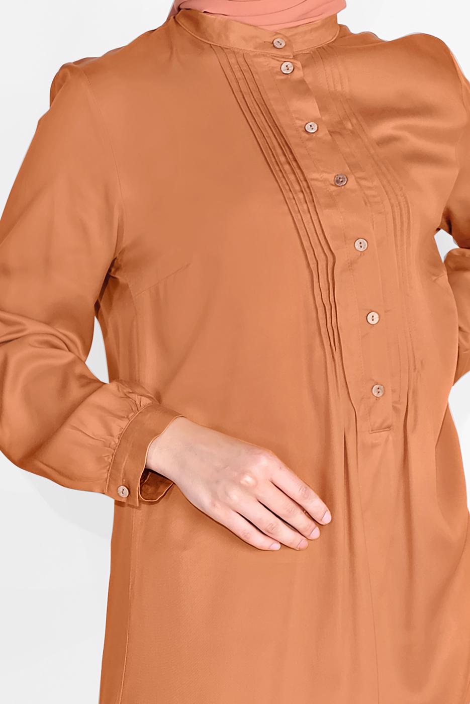 Tesettür giyim KAHVE DÜĞMELİ TUNİK 19705