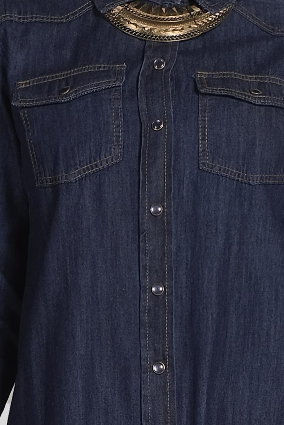 Tesettür giyim MAVİ PAMUKLU DENİM TUNİK 24315