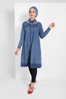 Tesettür giyim MAVİ PAMUKLU DENİM TUNİK 24315