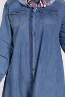 Tesettür giyim MAVİ PAMUKLU DENİM TUNİK 24315