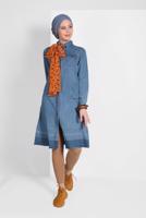 Tesettür giyim MAVİ PAMUKLU DENİM TUNİK 24315