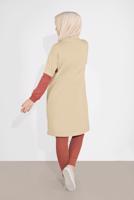 Tesettür giyim YEŞİL MANŞETLERİ LASTİKLİ BİSİKLET YAKA TUNİK 30125 