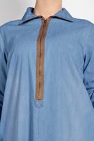 Tesettür giyim MAVİ FERMUAR DETAYLI DENİM TUNİK 34915