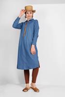 Tesettür giyim MAVİ FERMUAR DETAYLI DENİM TUNİK 34915