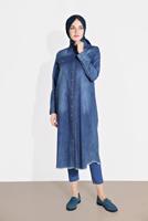 Tesettür giyim MAVİ DÜĞMELİ DENİM TUNİK 44915