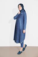 Tesettür giyim MAVİ DÜĞMELİ DENİM TUNİK 44915