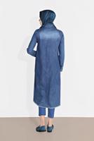 Tesettür giyim MAVİ DÜĞMELİ DENİM TUNİK 44915