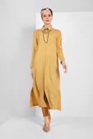 Tesettür giyim SARI CEP DETAYLI UZUN TUNİK 45915