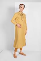 Tesettür giyim SARI CEP DETAYLI UZUN TUNİK 45915
