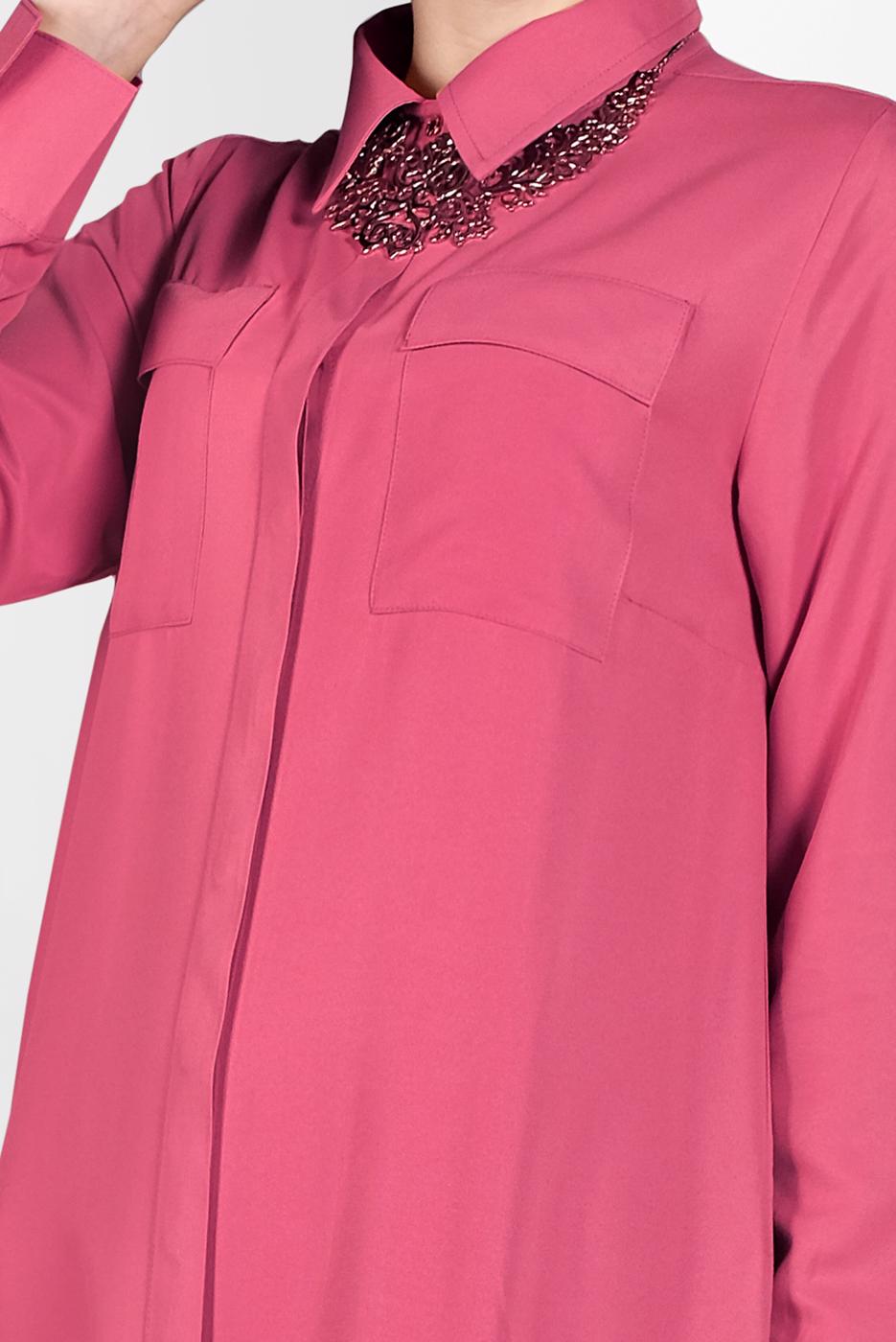 Tesettür giyim FUŞYA CEP DETAYLI UZUN TUNİK 45915