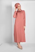 Tesettür giyim PUDRA CEP DETAYLI UZUN TUNİK 45915