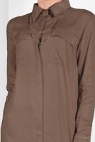 Tesettür giyim KAHVE CEP DETAYLI UZUN TUNİK 45915