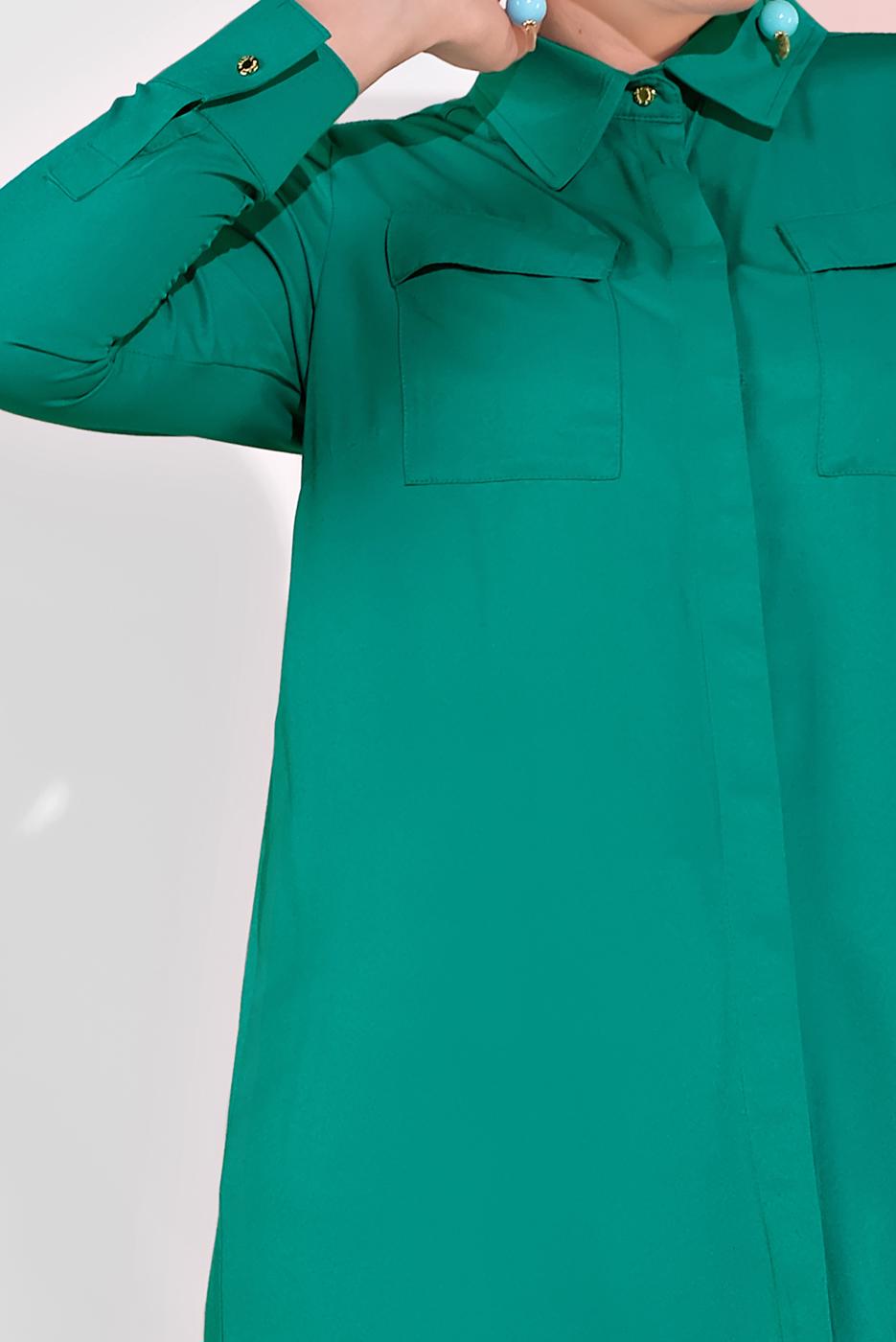 Tesettür giyim YEŞİL CEP DETAYLI UZUN TUNİK 45915