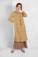 Tesettür giyim TURUNCU DANTEL DETAYLI UZUN TUNİK 52025