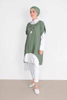 Tesettür giyim YEŞİL İKİLİ TUNİK 56208 